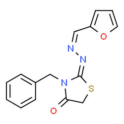ChemSpider 2D Image | (2E)-3-Benzyl-2-[(2Z)-(2-furylmethylene)hydrazono]-1,3-thiazolidin-4-one | C15H13N3O2S