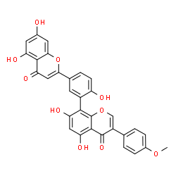 ChemSpider 2D Image | 8-[5-(5,7-Dihydroxy-4-oxo-4H-chromen-2-yl)-2-hydroxyphenyl]-5,7-dihydroxy-3-(4-methoxyphenyl)-4H-chromen-4-one | C31H20O10