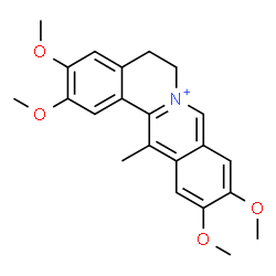 ChemSpider 2D Image | 2,3,10,11-Tetramethoxy-13-methyl-5,6-dihydroisoquinolino[3,2-a]isoquinolinium | C22H24NO4