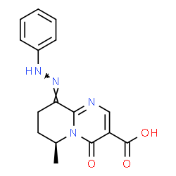 ChemSpider 2D Image | (6S,9E)-6-Methyl-4-oxo-9-(phenylhydrazono)-6,7,8,9-tetrahydro-4H-pyrido[1,2-a]pyrimidine-3-carboxylic acid | C16H16N4O3