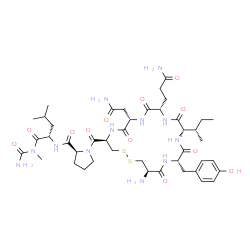 ChemSpider 2D Image | 1-{[(4R,7S,10S,13S,16S,19R)-19-Amino-7-(2-amino-2-oxoethyl)-10-(3-amino-3-oxopropyl)-13-[(2S)-2-butanyl]-16-(4-hydroxybenzyl)-6,9,12,15,18-pentaoxo-1,2-dithia-5,8,11,14,17-pentaazacycloicosan-4-yl]car
bonyl}-L-prolyl-N-carbamoyl-N-methyl-L-leucinamide | C43H66N12O12S2