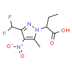ChemSpider 2D Image | 2-[3-(Difluoromethyl)-5-methyl-4-nitro-1H-pyrazol-1-yl]butanoic acid | C9H11F2N3O4