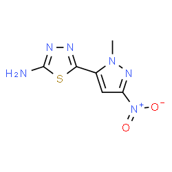 ChemSpider 2D Image | 5-(1-Methyl-3-nitro-1H-pyrazol-5-yl)-1,3,4-thiadiazol-2-amine | C6H6N6O2S