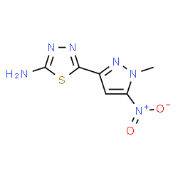 ChemSpider 2D Image | 5-(1-Methyl-5-nitro-1H-pyrazol-3-yl)-1,3,4-thiadiazol-2-amine | C6H6N6O2S