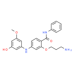 ChemSpider 2D Image | 2-(3-Aminopropoxy)-4-[(3-hydroxy-5-methoxyphenyl)amino]-N-phenylbenzamide | C23H25N3O4