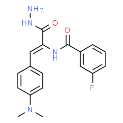 ChemSpider 2D Image | N-{(1Z)-1-[4-(Dimethylamino)phenyl]-3-hydrazino-3-oxo-1-propen-2-yl}-3-fluorobenzamide | C18H19FN4O2