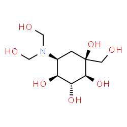 ChemSpider 2D Image | (1S,2S,3R,4S,5S)-5-[Bis(hydroxymethyl)amino]-1-(hydroxymethyl)-1,2,3,4-cyclohexanetetrol | C9H19NO7