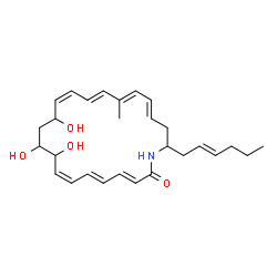 ChemSpider 2D Image | (3E,5E,7Z,13Z,15E,17E,19E)-22-[(2E)-2-Hexen-1-yl]-9,10,12-trihydroxy-17-methylazacyclodocosa-3,5,7,13,15,17,19-heptaen-2-one | C28H39NO4