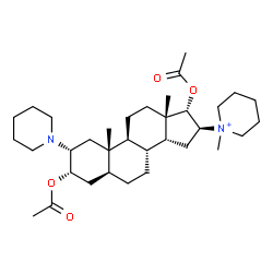 ChemSpider 2D Image | (2alpha,3alpha,5alpha,14beta,16beta,17alpha)-3,17-Diacetoxy-16-(1-methyl-1-piperidiniumyl)-2-(1-piperidinyl)androstane | C34H57N2O4