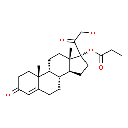 ChemSpider 2D Image | (9beta)-21-Hydroxy-3,20-dioxopregn-4-en-17-yl propionate | C24H34O5