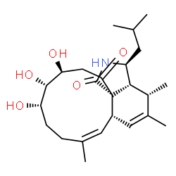 ChemSpider 2D Image | (3S,3aR,4S,6aS,7Z,11S,12S,13S,15aS)-11,12,13-Trihydroxy-3-isobutyl-4,5,8-trimethyl-3,3a,4,6a,9,10,11,12,13,14-decahydro-1H-cycloundeca[d]isoindole-1,15(2H)-dione | C24H37NO5