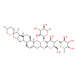 ChemSpider 2D Image | (3beta,9beta,17beta,20R,25R)-Spirost-5-en-3-yl 6-deoxy-alpha-L-glucopyranosyl-(1->2)-[6-deoxy-alpha-L-glucopyranosyl-(1->4)]-beta-D-mannopyranoside | C45H72O16
