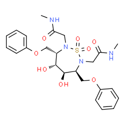 ChemSpider 2D Image | 2,2'-[(3S,4R,5R,6S)-4,5-Dihydroxy-1,1-dioxido-3,6-bis(phenoxymethyl)-1,2,7-thiadiazepane-2,7-diyl]bis(N-methylacetamide) | C24H32N4O8S