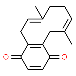 ChemSpider 2D Image | (6Z)-6,10-Dimethyl-5,8,9,12-tetrahydrobenzo[10]annulene-1,4-dione | C16H18O2