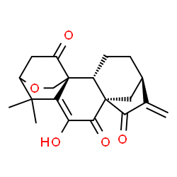 ChemSpider 2D Image | (8alpha,9beta,10alpha,13alpha)-6-Hydroxy-3,20-epoxykaura-5,16-diene-1,7,15-trione | C20H22O5