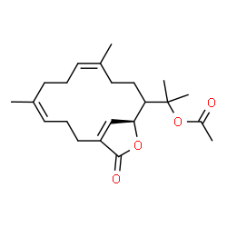 ChemSpider 2D Image | 2-[(4Z,8Z,13S)-5,9-Dimethyl-15-oxo-14-oxabicyclo[11.2.1]hexadeca-1(16),4,8-trien-12-yl]-2-propanyl acetate | C22H32O4