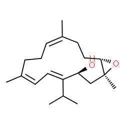 ChemSpider 2D Image | (1S,3S,4E,6Z,10Z,14S)-4-Isopropyl-1,7,11-trimethyl-15-oxabicyclo[12.1.0]pentadeca-4,6,10-trien-3-ol | C20H32O2