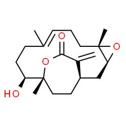 ChemSpider 2D Image | (1R,3S,5S,12S,13R)-12-Hydroxy-5,9,13-trimethyl-16-methylene-4,14-dioxatricyclo[11.3.2.0~3,5~]octadec-8-en-15-one | C20H30O4