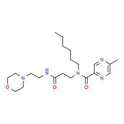 ChemSpider 2D Image | N-Hexyl-5-methyl-N-(3-{[2-(4-morpholinyl)ethyl]amino}-3-oxopropyl)-2-pyrazinecarboxamide | C21H35N5O3