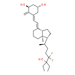 ChemSpider 2D Image | (1R,3S,5E)-5-[(2E)-2-{(1R,3aS,7aR)-1-[(2R)-6-Ethyl-5,5-difluoro-6-hydroxy-2-octanyl]-7a-methyloctahydro-4H-inden-4-ylidene}ethylidene]-4-methylene-1,3-cyclohexanediol (non-preferred name) | C29H46F2O3