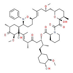 ChemSpider 2D Image | (1R,2E,5R,7S,10R,11R,19S,22S,25R,26E,28R,29R,31R,33S,34S)-11,28-Dihydroxy-22-{(2R)-1-[(1S,3R,4R)-4-hydroxy-3-methoxycyclohexyl]-2-propanyl}-5,29-dimethoxy-3,10,25,27,31,33-hexamethyl-35-phenyl-21,36,3
9-trioxa-14,35-diazatetracyclo[32.2.2.1~7,11~.0~14,19~]nonatriaconta-2,26-diene-12,13,20,24,30-pentone | C58H88N2O14