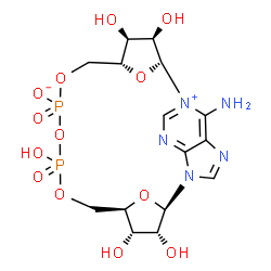 ChemSpider 2D Image | (2R,3R,4S,5R,13R,14S,15R,16R)-24-Amino-3,4,10,14,15-pentahydroxy-7,9,11,25,26-pentaoxa-17,19,22-triaza-1-azonia-8,10-diphosphapentacyclo[18.3.1.1~2,5~.1~13,16~.0~17,21~]hexacosa-1(24),18,20,22-tetraen
-8-olate 8,10-dioxide | C15H21N5O13P2