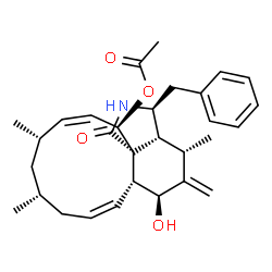 ChemSpider 2D Image | (3S,3aR,4S,6S,6aR,7Z,10S,12S,13Z,15R,15aR)-3-Benzyl-6-hydroxy-4,10,12-trimethyl-5-methylene-1-oxo-2,3,3a,4,5,6,6a,9,10,11,12,15-dodecahydro-1H-cycloundeca[d]isoindol-15-yl acetate | C30H39NO4
