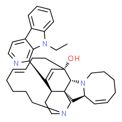 ChemSpider 2D Image | (1R,2R,4R,5Z,12R,13S,16E)-25-(9-Ethyl-9H-beta-carbolin-1-yl)-11,22-diazapentacyclo[11.11.2.1~2,22~.0~2,12~.0~4,11~]heptacosa-5,16,25-trien-13-ol | C38H48N4O