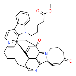 ChemSpider 2D Image | Methyl 5-{1-[(1R,2R,4R,5Z,12R,13S,16E)-13-hydroxy-7-oxo-11,22-diazapentacyclo[11.11.2.1~2,22~.0~2,12~.0~4,11~]heptacosa-5,16,25-trien-25-yl]-9H-beta-carbolin-9-yl}pentanoate | C42H52N4O4