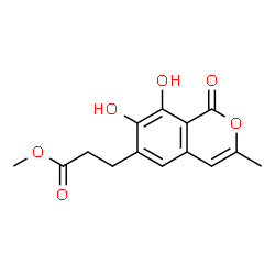 ChemSpider 2D Image | Methyl 3-(7,8-dihydroxy-3-methyl-1-oxo-1H-isochromen-6-yl)propanoate | C14H14O6