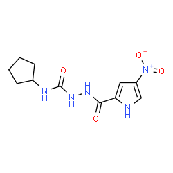 ChemSpider 2D Image | N-Cyclopentyl-2-[(4-nitro-1H-pyrrol-2-yl)carbonyl]hydrazinecarboxamide | C11H15N5O4