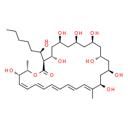 ChemSpider 2D Image | (3S,4S,6S,8S,10R,12R,14R,16R,17E,19E,21E,23E,25Z,27S,28S)-4,6,8,10,12,14,16,27-Octahydroxy-3-[(1R)-1-hydroxyhexyl]-17,28-dimethyloxacyclooctacosa-17,19,21,23,25-pentaen-2-one | C35H58O11