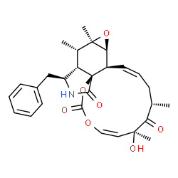 ChemSpider 2D Image | (1Z,4S,6S,7Z,11aS,14S,14aS,15S,15aR,16aS,16bR)-14-Benzyl-6-hydroxy-4,6,15,15a-tetramethyl-3,13,14,14a,15,15a,16a,16b-octahydro[1,3]dioxacyclotridecino[4,5-d]oxireno[f]isoindole-5,10,12(4H,6H)-trione | C28H33NO7