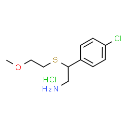 ChemSpider 2D Image | 2-(4-Chlorophenyl)-2-[(2-methoxyethyl)sulfanyl]ethanamine hydrochloride (1:1) | C11H17Cl2NOS