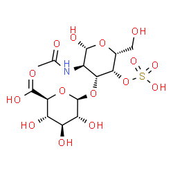ChemSpider 2D Image | 2-Acetamido-2-deoxy-3-O-beta-D-glucopyranuronosyl-4-O-sulfo-beta-D-galactopyranose | C14H23NO15S