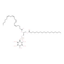 ChemSpider 2D Image | (2R)-2-[(5Z,8Z,11Z,14Z)-5,8,11,14-Icosatetraenoyloxy]-3-(stearoyloxy)propyl (1S,2R,3R,4S,5S,6R)-2,3,4,5,6-pentahydroxycyclohexyl phosphate | C47H82O13P