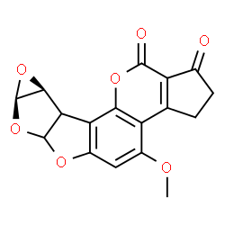 ChemSpider 2D Image | (7aR,8aS)-4-Methoxy-2,3,6a,7a,8a,8b-hexahydrocyclopenta[c]oxireno[4',5']furo[3',2':4,5]furo[2,3-h]chromene-1,10-dione | C17H12O7