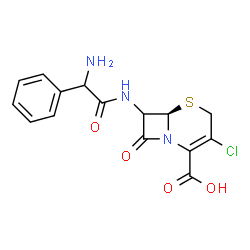 ChemSpider 2D Image | (6R)-7-{[Amino(phenyl)acetyl]amino}-3-chloro-8-oxo-5-thia-1-azabicyclo[4.2.0]oct-2-ene-2-carboxylic acid | C15H14ClN3O4S