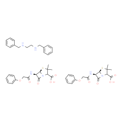 ChemSpider 2D Image | (5R,6R)-3,3-Dimethyl-7-oxo-6-[(phenoxyacetyl)amino]-4-thia-1-azabicyclo[3.2.0]heptane-2-carboxylic acid - N,N'-dibenzyl-1,2-ethanediamine (2:1) | C48H56N6O10S2