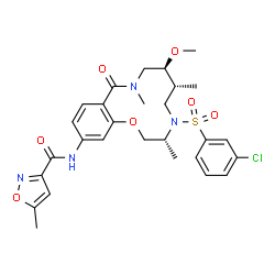 ChemSpider 2D Image | N-[(5S,6R,9R)-8-(3-chlorophenyl)sulfonyl-5-methoxy-3,6,9-trimethyl-2-oxo-11-oxa-3,8-diazabicyclo[10.4.0]hexadeca-1(12),13,15-trien-14-yl]-5-methyl-3-isoxazolecarboxamide | C28H33ClN4O7S