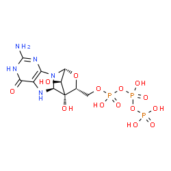 ChemSpider 2D Image | (8S)-3',8-cyclo-7,8-dihydroguanosine 5'-triphosphate | C10H16N5O14P3