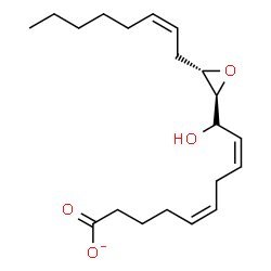 ChemSpider 2D Image | (5Z,8Z,10S)-10-Hydroxy-10-{(2S,3S)-3-[(2Z)-2-octen-1-yl]-2-oxiranyl}-5,8-decadienoate | C20H31O4