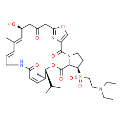 ChemSpider 2D Image | (6R,10R,11R,12Z,17E,19E,21S)-6-{[2-(Diethylamino)ethyl]sulfonyl}-21-hydroxy-10-isopropyl-11,19-dimethyl-9,26-dioxa-3,15,28-triazatricyclo[23.2.1.0~3,7~]octacosa-1(27),12,17,19,25(28)-pentaene-2,8,14,2
3-tetrone | C34H50N4O9S