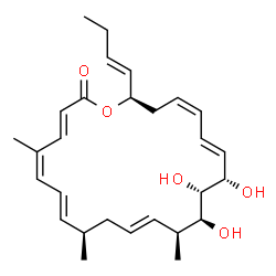 ChemSpider 2D Image | (3E,5Z,7E,9R,11E,13S,14S,15R,16S,17E,19Z,22R)-22-[(1E)-1-Buten-1-yl]-14,15,16-trihydroxy-5,9,13-trimethyloxacyclodocosa-3,5,7,11,17,19-hexaen-2-one | C28H40O5