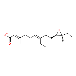 ChemSpider 2D Image | (2E,6E)-7-Ethyl-9-[(2R,3S)-3-ethyl-3-methyl-2-oxiranyl]-3-methyl-2,6-nonadienoate | C17H27O3
