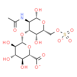 ChemSpider 2D Image | 2-Acetamido-2-deoxy-3-O-beta-D-glucopyranuronosyl-6-O-sulfonato-beta-D-galactopyranosato(10-) | C14H21NO15S