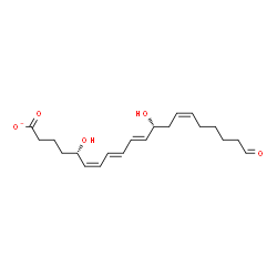 ChemSpider 2D Image | (5S,6Z,8E,10E,12R,14Z)-5,12-Dihydroxy-20-oxo-6,8,10,14-icosatetraenoate | C20H29O5