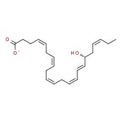 ChemSpider 2D Image | (4Z,7Z,10Z,13Z,15E,17R,19Z)-17-Hydroxy-4,7,10,13,15,19-docosahexaenoate | C22H31O3
