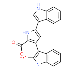 ChemSpider 2D Image | 3-(2-Hydroxy-1H-indol-3-yl)-5-(1H-indol-3-yl)-1H-pyrrole-2-carboxylate | C21H14N3O3