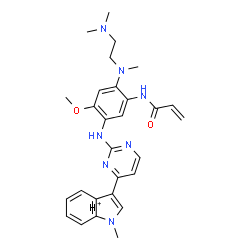 ChemSpider 2D Image | 2-Propenamide, N-[2-[[2-(dimethylamino)ethyl]methylamino]-4-methoxy-5-[[4-(1-methyl-1H-indol-3-yl)-2-pyrimidinyl]amino]phenyl]-, hydrogen salt | C28H34N7O2
